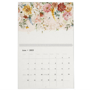 Aquarelle Jardin botanique floral 2023 Calendrier