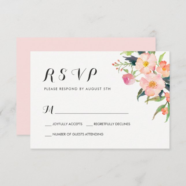 Aquarelle Jardin botanique Floral Réponse RSVP (Devant / Derrière)