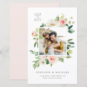 Aquarelle Jardin Fleurs Photo Enregistrer la date