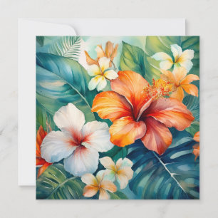 Aquarelle Jardin hawaïen Hibiscus tropical