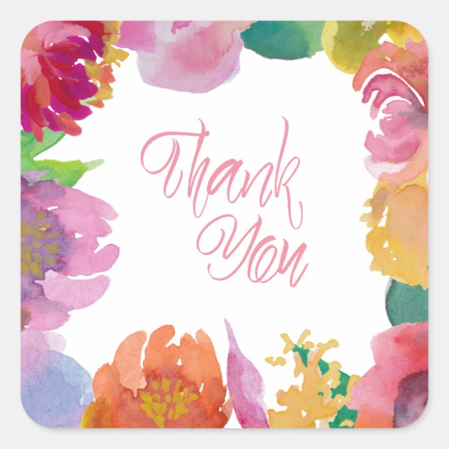 Aquarelle Jardin Mariage Stickers Merci (Devant)