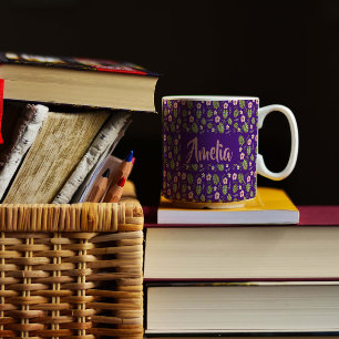 Aquarelle jardin rose violet motif tasse à café