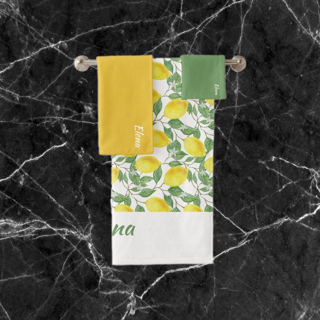 Aquarelle jaune citron motif vert nom feuille (Créateur téléchargé)