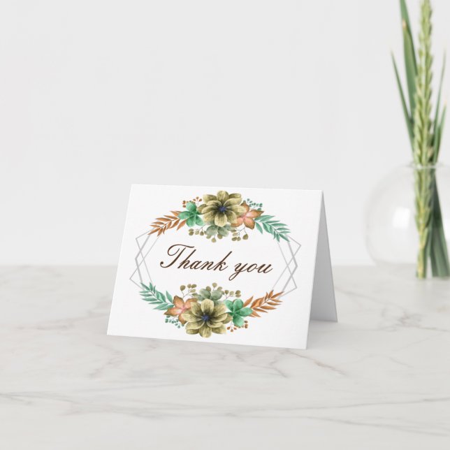 Aquarelle Jaune Et Orange Carte de remerciements F (Devant)