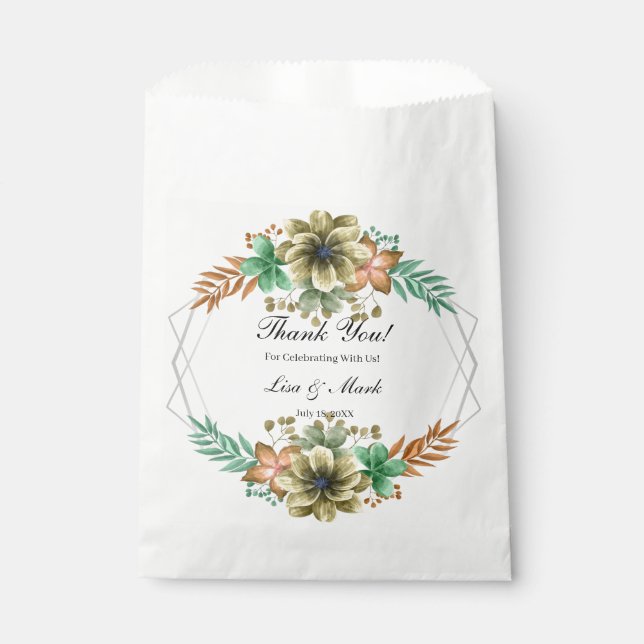 Aquarelle Jaune Et Orange Fleur Faveur Sacs (Devant)