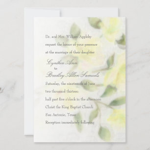 Aquarelle jaune Faire-part de mariage florale