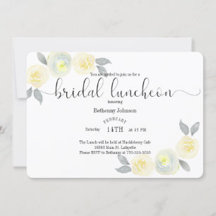 Aquarelle Jaune Gris Nuptiale Invitation au déjeun