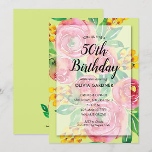 Aquarelle jaune rose chaud vibrant Invitations flo