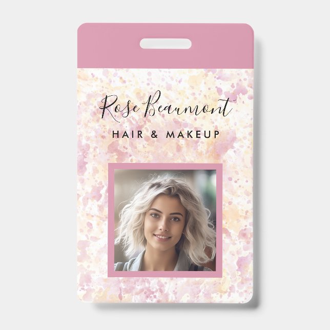 Aquarelle jaune rose moderne Badge de script (Avant)
