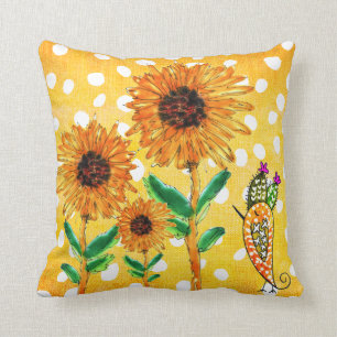 Aquarelle Jaune Tournesol Jaune Oreiller