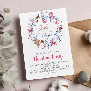 Aquarelle Jingle et Mingle Christmas Invitation