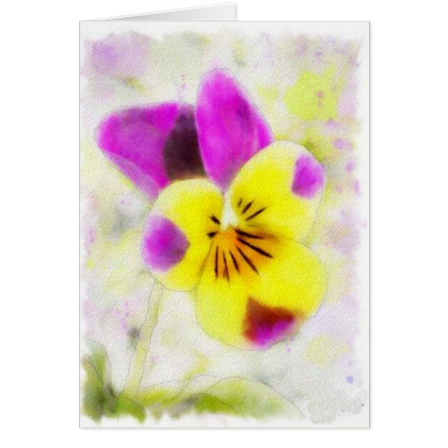 Aquarelle Johnny Jump Up Viola carte d'anniversair (Devant)