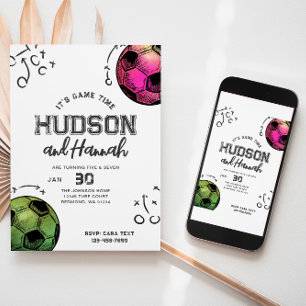 Aquarelle Joint Soccer Invitation Anniversaire