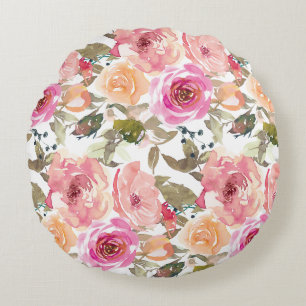 Aquarelle Joli rose Coussin rond