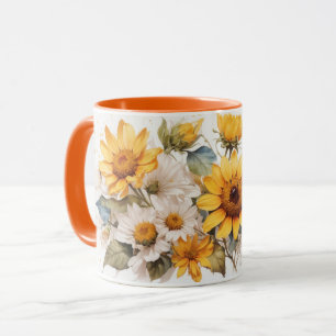 Aquarelle Jolie Tournesol orange Bees Mug