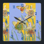 Aquarelle jonquille femmes horloge de bureau jaune<br><div class="desc">Yellow Daffodil and Purple Watercolour Womans Office Clock. Designed from my original watercolour art.</div>