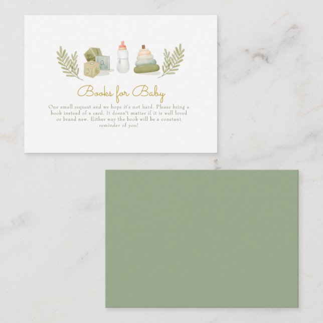 Aquarelle jouets pour bébé Livres pour bébé carte  (Devant / Derrière)