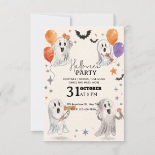 Aquarelle joueuse Halloween Party Invitation