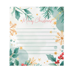 Aquarelle Joyeux Bloc-notes élégant de Noël