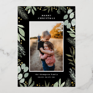 Aquarelle Joyeux Carte photo de Noël Real Foil