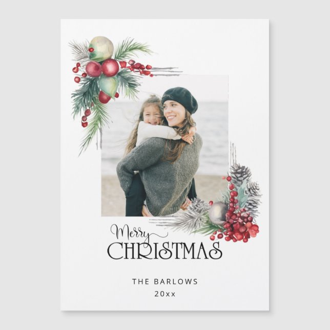 Aquarelle Joyeux Noël Floral Photo (Devant)