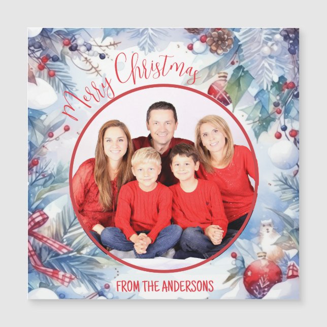 Aquarelle Joyeux Noël Photo de la frontière d'hive (Devant)