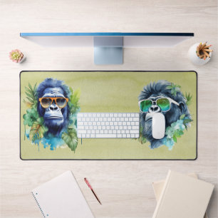 Aquarelle Jungle Gorilla avec lunettes de soleil e