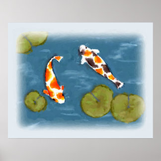 Aquarelle Koi Pond Poster Imprimer