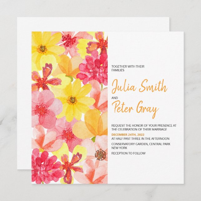 Aquarelle la plus informelle Faire-part de mariage (Devant / Derrière)