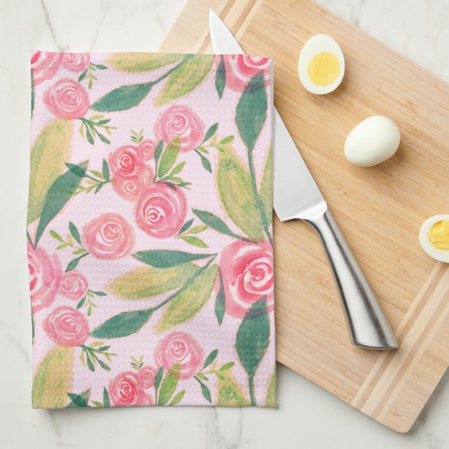 Aquarelle La Rosa Whimsy Gold Serviette de cuisine (Quart Plié)