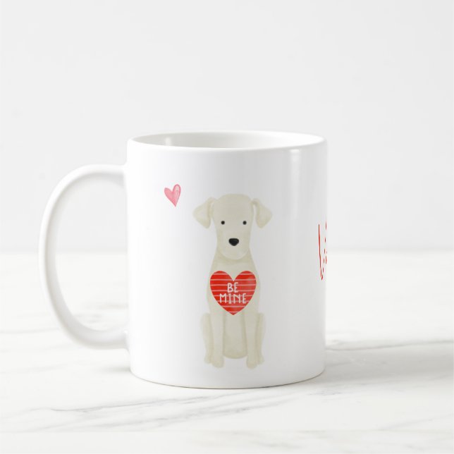 Aquarelle Labrador Chien Saint-Valentin Mug de caf (Gauche)