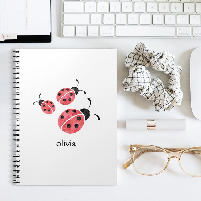 Aquarelle Ladybug Carnet Spiral personnalisé (Créateur téléchargé)