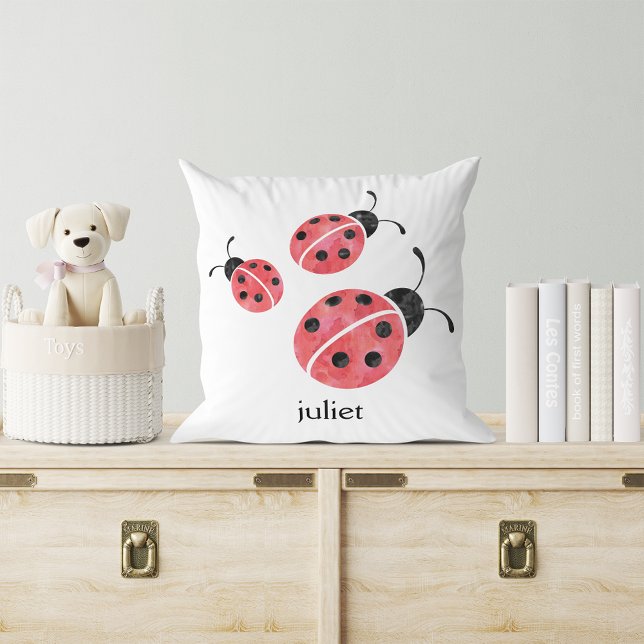 Aquarelle Ladybug oreiller à lancer personnalisé (Créateur téléchargé)