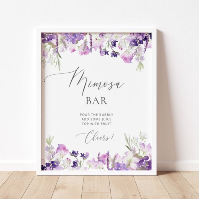 Aquarelle lavande violette Mimosa bar Poster (Créateur téléchargé)
