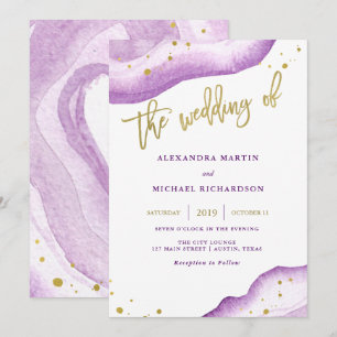 Aquarelle Lavender Gold Faire-part de mariage