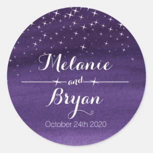 Aquarelle laver étoile autocollant mariage de nuit