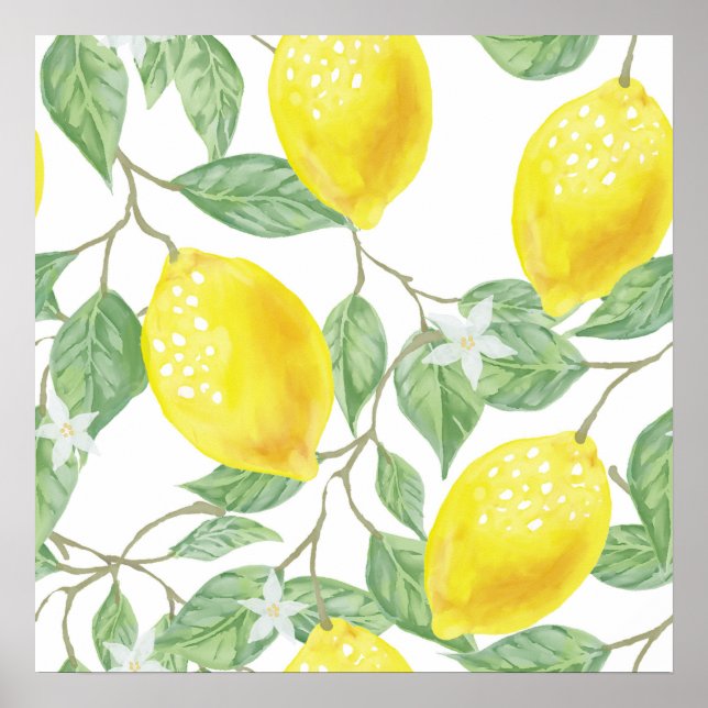 Aquarelle Lemon Cuisine Décor Art Poster (Devant)