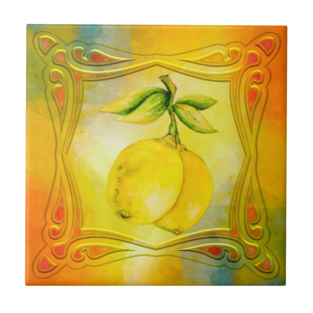 Aquarelle Lemons céramique italienne Carreaux (Devant)