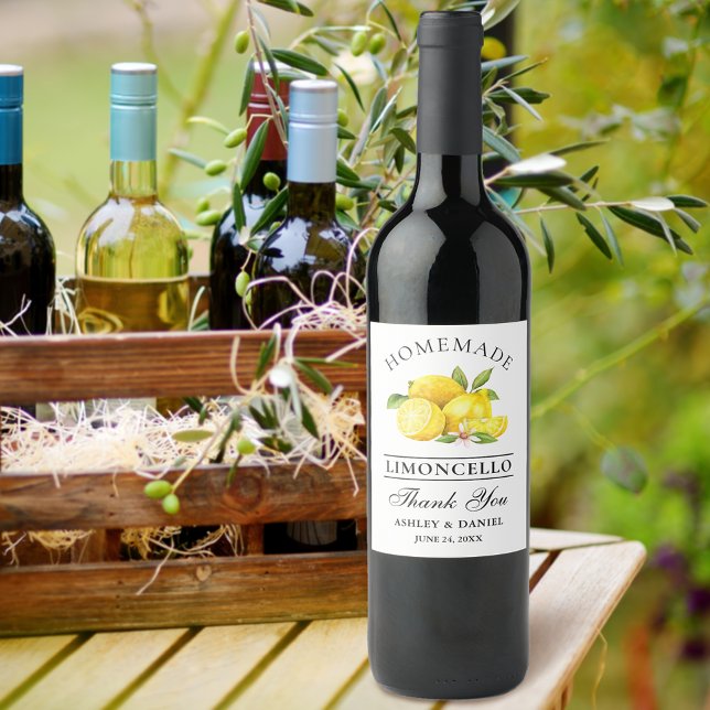 Aquarelle Lemons Limoncello Merci Étiquettes boute (Customize to change text size, color or text style.)