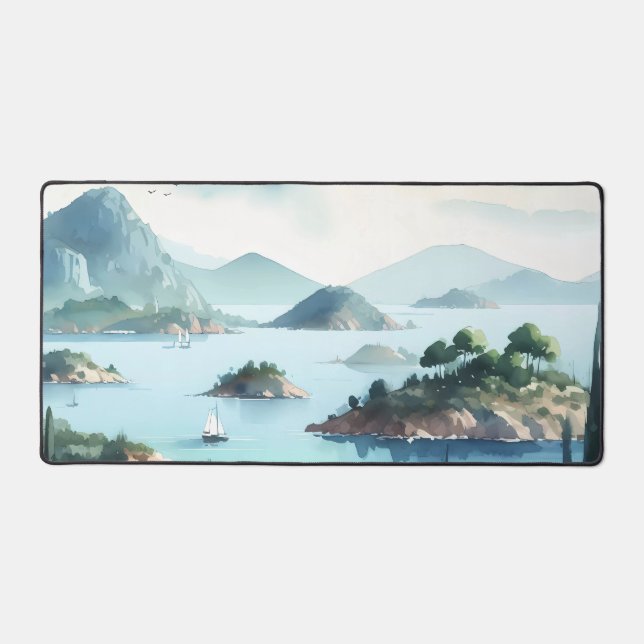 Aquarelle Les îles pittoresques qui parsèment le l (Recto)