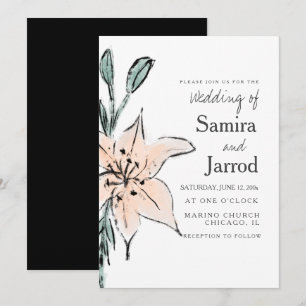 Aquarelle Lily Floral Line Art Ink Mariage croquis