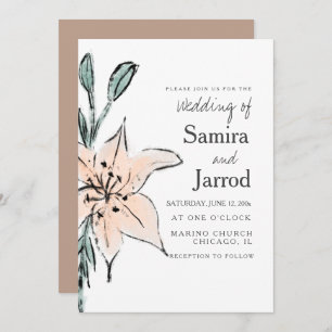 Aquarelle Lily Floral Line Art Ink Mariage croquis