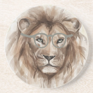 Aquarelle Lion Dessous de verre en Beige & Brown