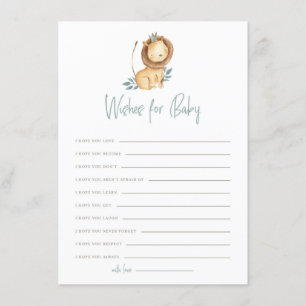 Aquarelle Lion Prince souhaite pour la carte bébé