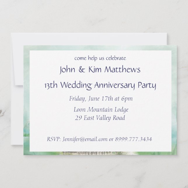 Aquarelle Loon Bird Anniversaire Invitation de la  (Dos)