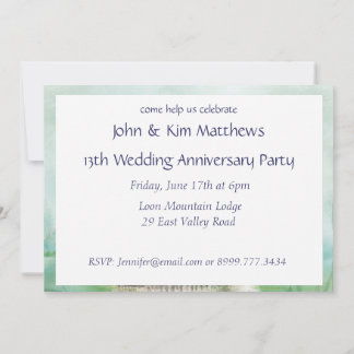 Aquarelle Loon Bird Anniversaire Invitation de la