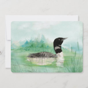 Aquarelle Loon Bird Birthday Invitation de fête