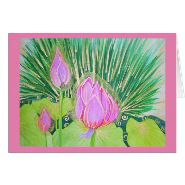 Aquarelle Lotus avec des accents d'or (Devant horizontal)