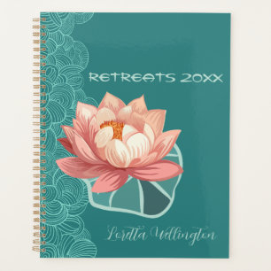 Aquarelle Lotus Pêche Sur Teal Personnalisé