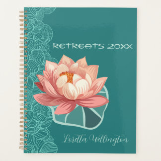 Aquarelle Lotus Pêche Sur Teal Personnalisé